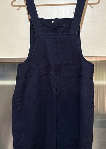 Kızlar İçin Düğmeli Lacivert Denim Salopet - Görsel 2