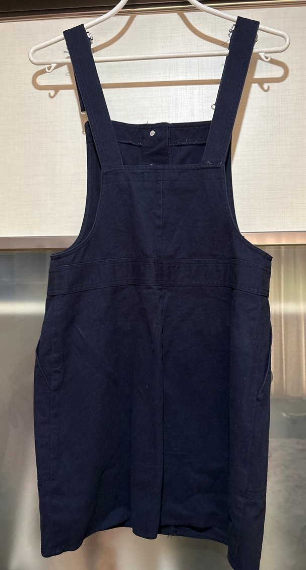 Kızlar İçin Düğmeli Lacivert Denim Salopet - Görsel 2