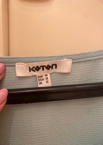 Koton Turkuaz Salaş Omzu Açık Kadın Bluz - Görsel 3