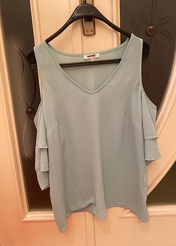 Koton Turkuaz Salaş Omzu Açık Kadın Bluz - Görsel 2