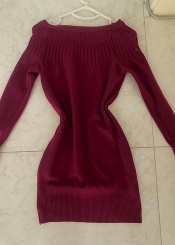 Bordo Triko Kadın İnce Fitli Günlük Kazak - Görsel 2