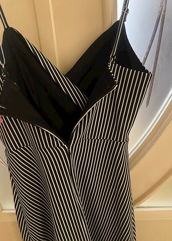 Çizgili, Pilili, Uzun Siyah Triko Elbise - Görsel 6