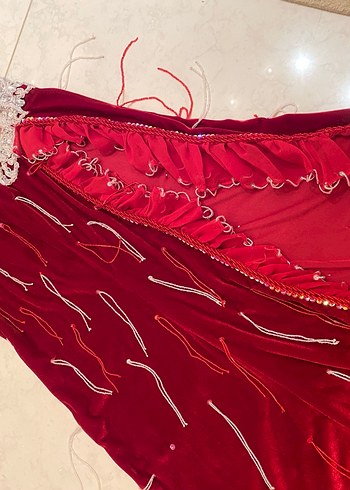 Nakışlı Kırmızı Oryantal Dansöz Kostümü - Görsel 10