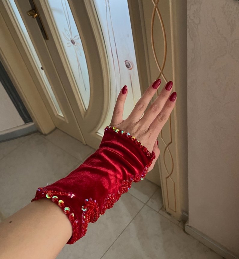 Nakışlı Kırmızı Oryantal Dansöz Kostümü - Görsel 3