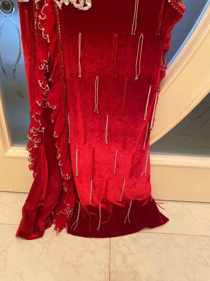 Nakışlı Kırmızı Oryantal Dansöz Kostümü - Görsel 4