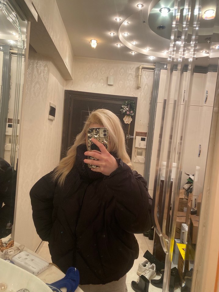 Siyah Oversize Midi Kadın Kışlık Mont - Görsel 2