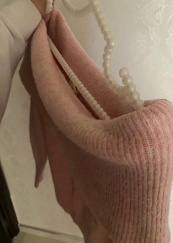 Pembe Örgü Kayık Yaka Kadın Kazak - Görsel 5