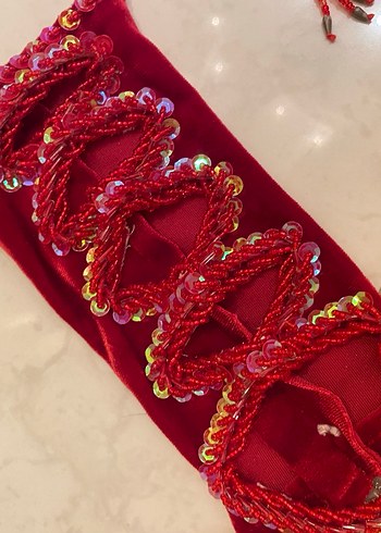Kırmızı Nakışlı Mini Bohem Sütyen - Görsel 8