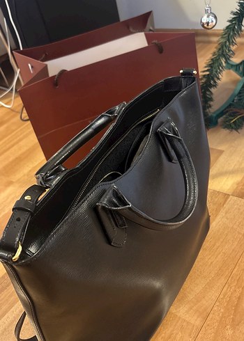 Klasik Siyah Deri Kadın Çanta - Görsel 3