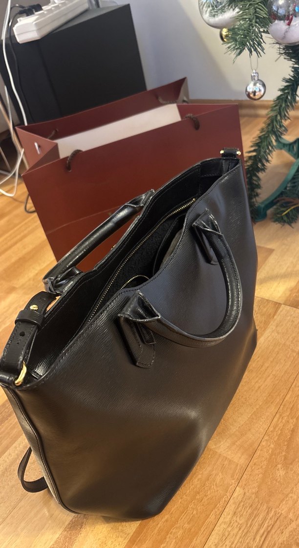 Klasik Siyah Deri Kadın Çanta - Görsel 3