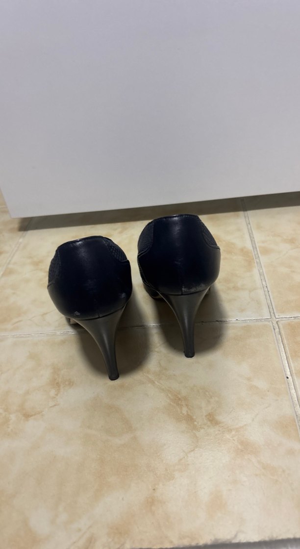 Klasik Lacivert Yılan Derisi Desenli Topuklu - Görsel 4