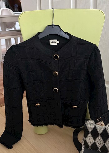 Beymen Club Desenli Siyah Örgü Kadın Ceket ve Mini Etek - Görsel 2