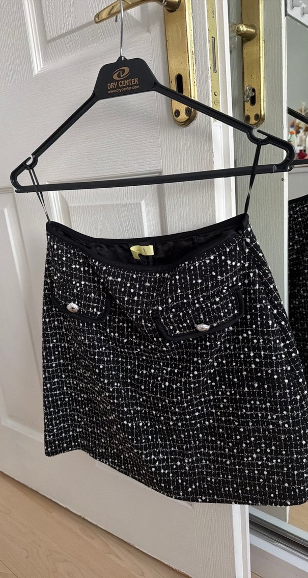 Network Düğmeli Siyah Mini Etek&Kadın Ceket - Görsel 3