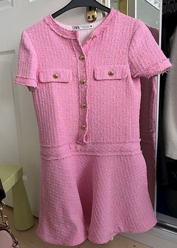 Pembe Bel Detaylı Kadın Mini Elbise - Görsel 2