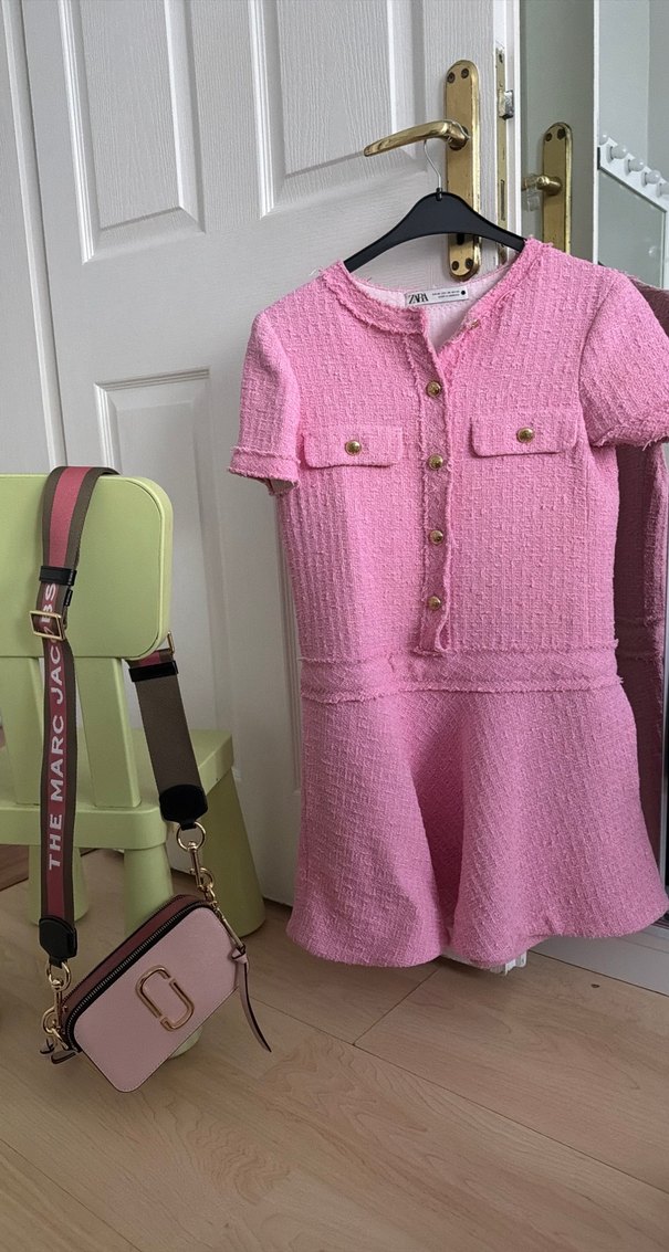 Pembe Bel Detaylı Kadın Mini Elbise - Görsel 3