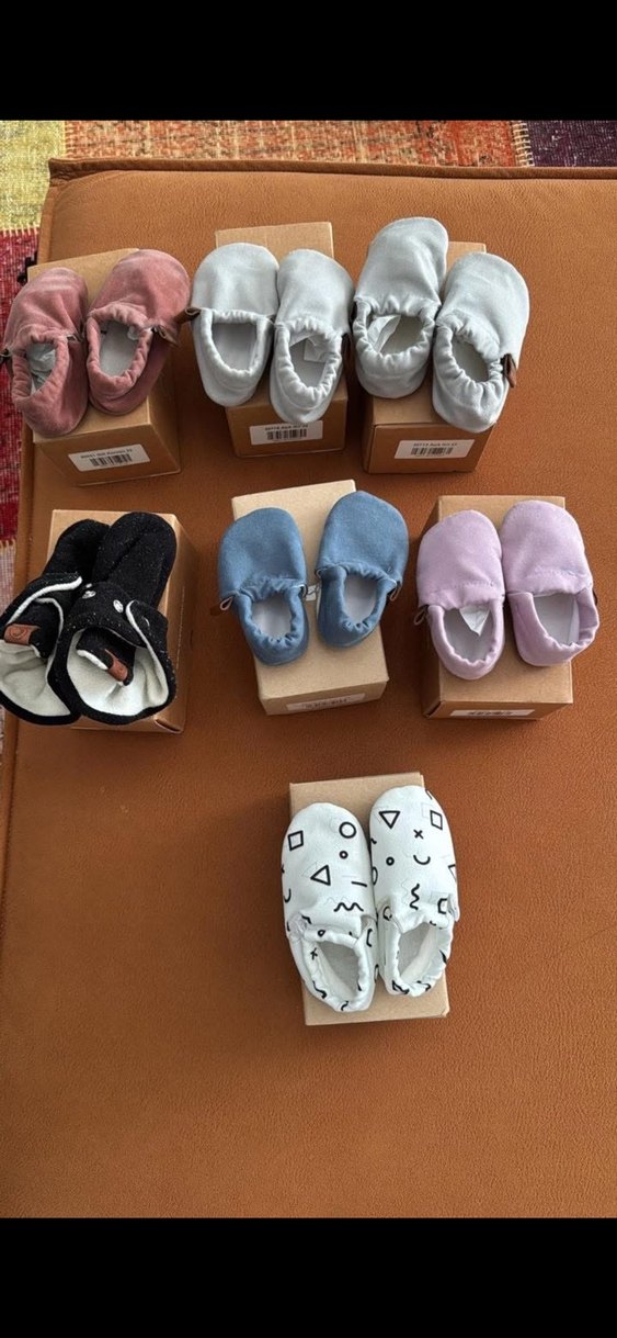 Beyaz Baskılı Erkek Bebek Ev Ayakkabısı no 19 caluu - Görsel 2