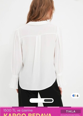 Beyaz V Yaka Kemerli Kadın Gömlek - Görsel 2