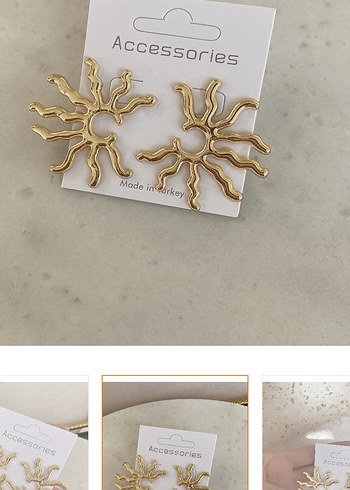 Altın Renkli Güneş Küpe - Görsel 2