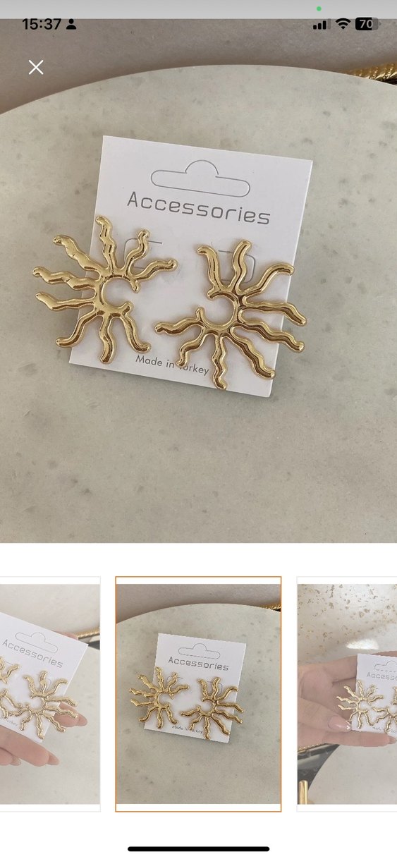 Altın Renkli Güneş Küpe - Görsel 2