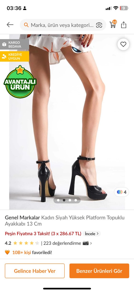 Kadın Siyah Yüksek Platform Topuklu Ayakkabı - Görsel 2