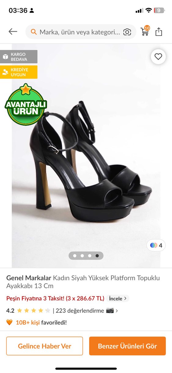 Kadın Siyah Yüksek Platform Topuklu Ayakkabı - Görsel 4