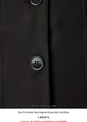 Düğmeli Siyah Kolsuz Mini Jile Elbise - Görsel 6