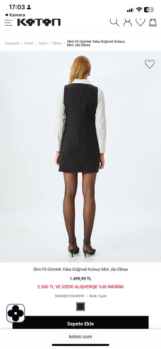 Düğmeli Siyah Kolsuz Mini Jile Elbise - Görsel 4