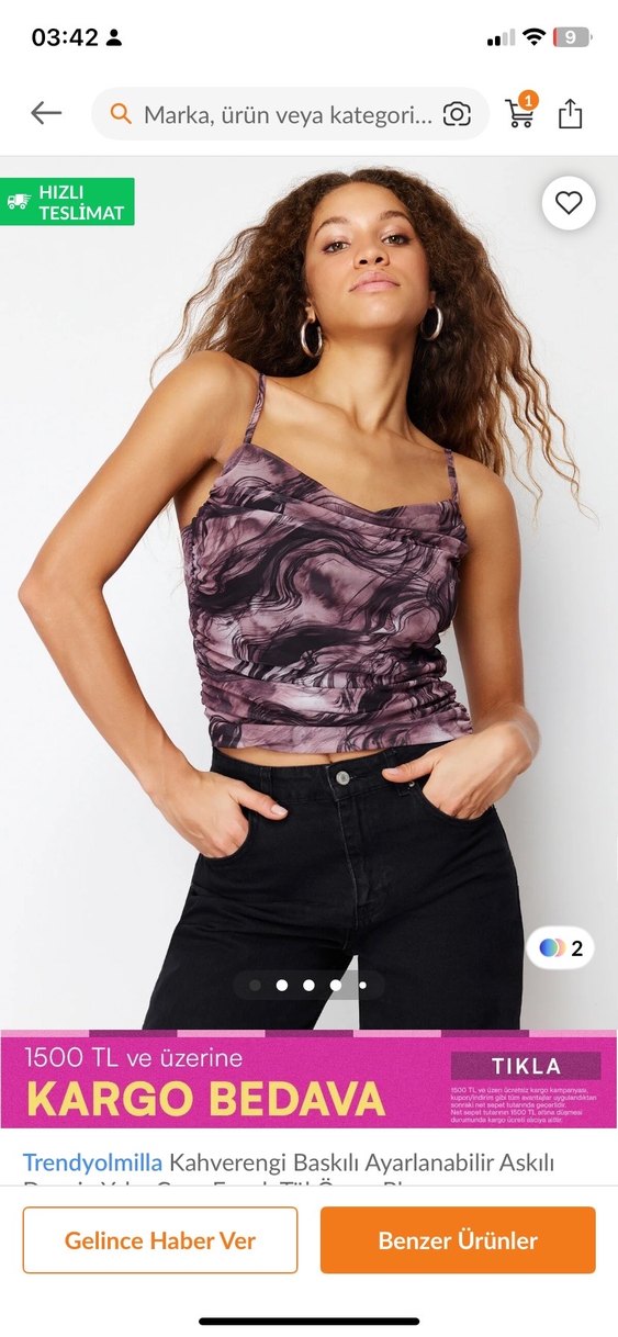 Mor Drapeli Straplez Mini Bluz - Görsel 2