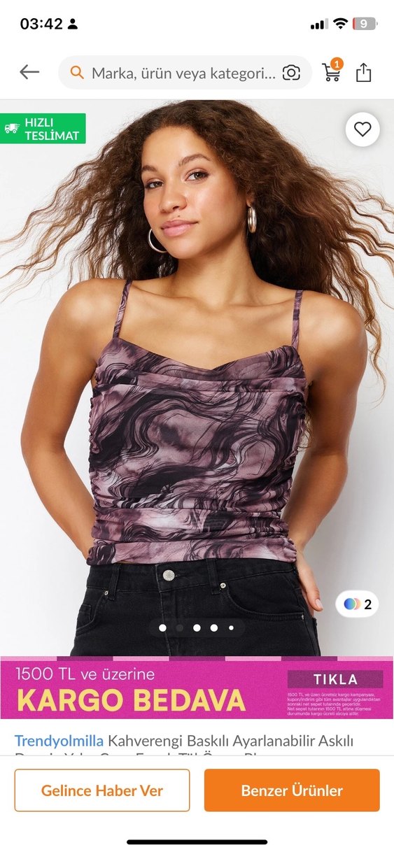 Mor Drapeli Straplez Mini Bluz - Görsel 3