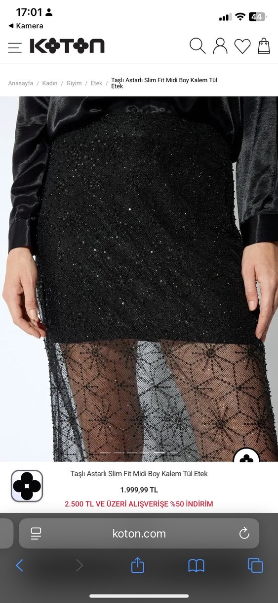 Dantel Detaylı Siyah Uzun Kadın etek - Görsel 3