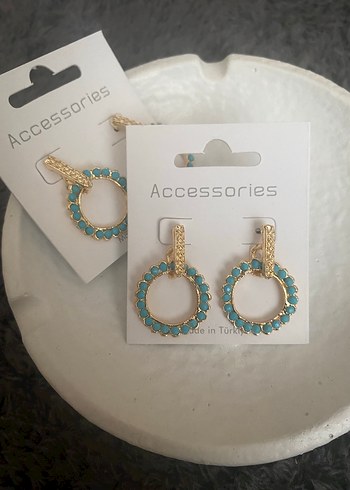 Turkuaz Boncuklu Mini Bohem Küpe - Görsel 2