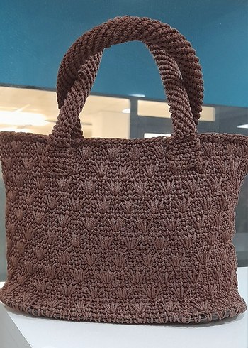 Kahverengi Örgü Kadın Çanta - Görsel 2