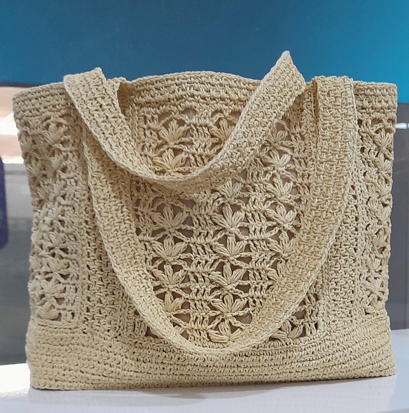 Bej Nakışlı Bohem Örgü Kadın Çanta - Görsel 2