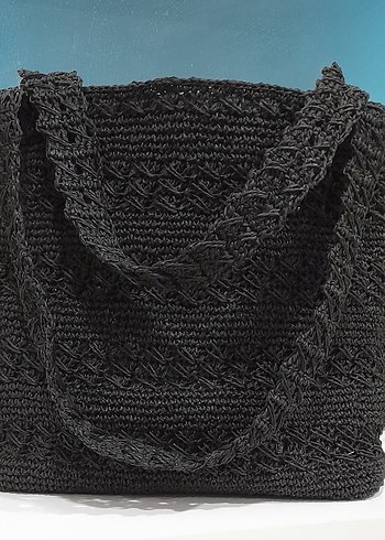 Siyah Örgü Bohem Kadın Çanta - Görsel 2