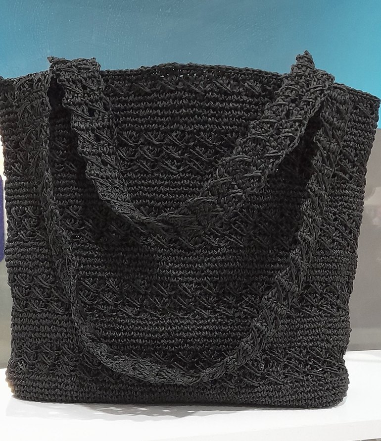 Siyah Örgü Bohem Kadın Çanta - Görsel 2