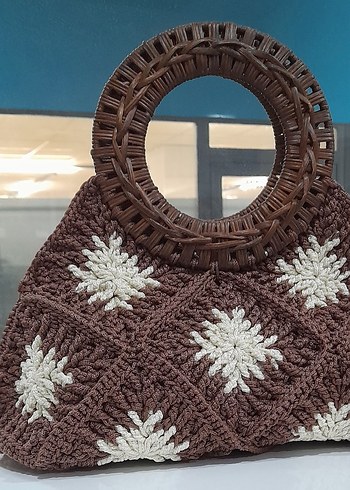 Nakışlı Örgü Bohem Kadın Çanta - Görsel 2