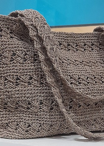 Örgü Bohem Kadın Çanta Gri - Görsel 2