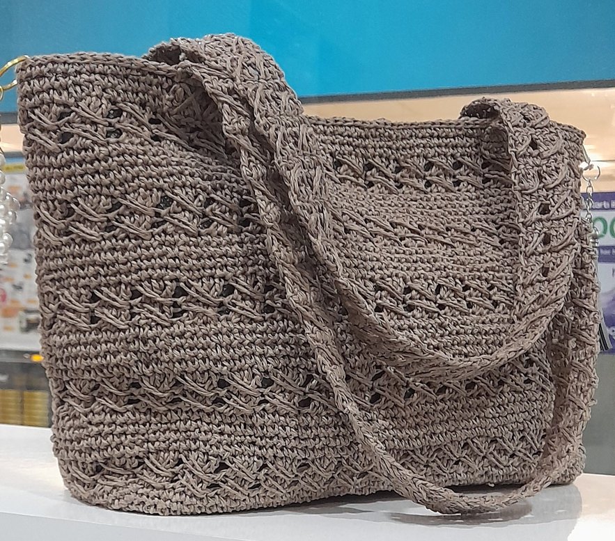 Örgü Bohem Kadın Çanta Gri - Görsel 2