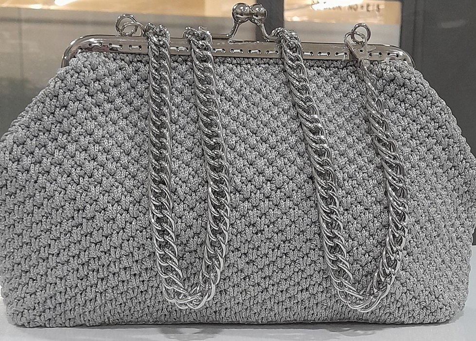 Gri Zincir Detaylı Kadın El Çantası - Görsel 2
