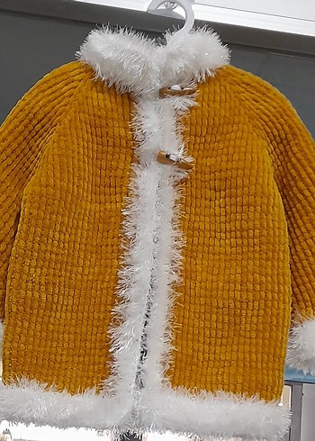 Kürklü Sarı Erkek Çocuk Triko Ceket - Görsel 2