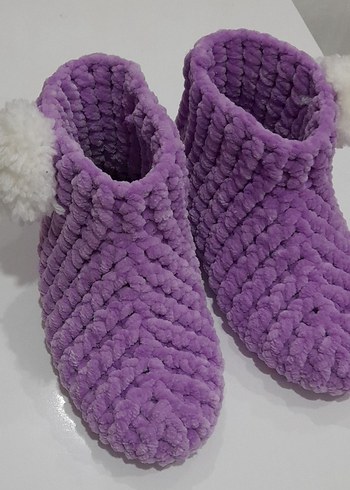 Mor Örme Kız Çocuk Ev Terliği - Görsel 2