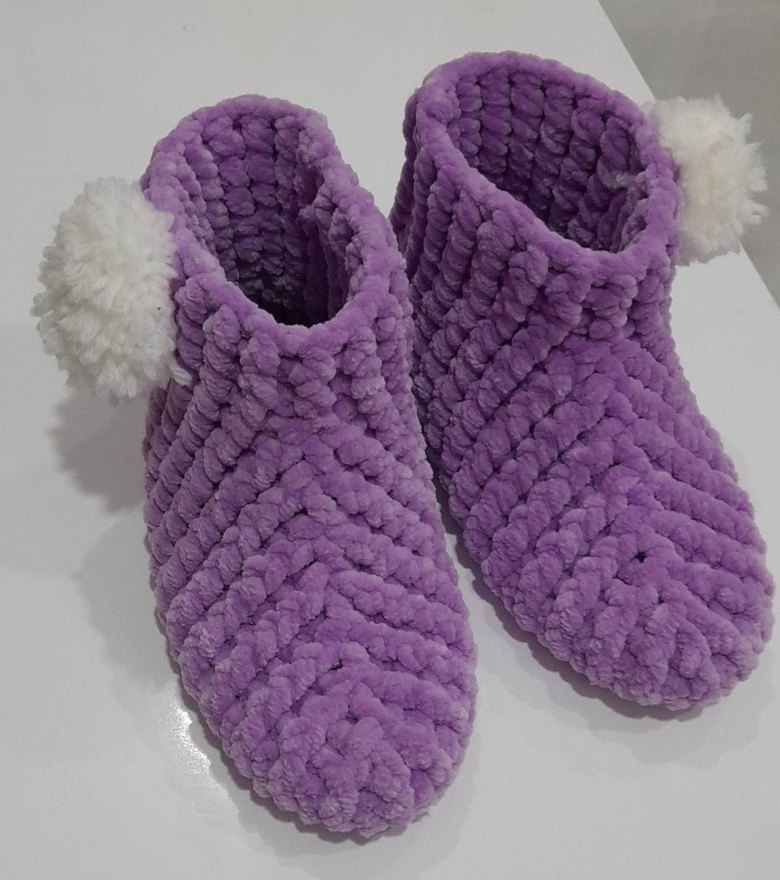 Mor Örme Kız Çocuk Ev Terliği - Görsel 2