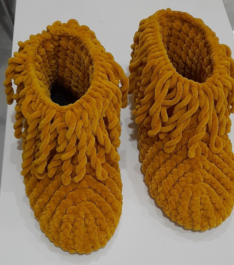 Kızlar için Sarı Örgü Yün Sıcak Ev Terliği - Görsel 2