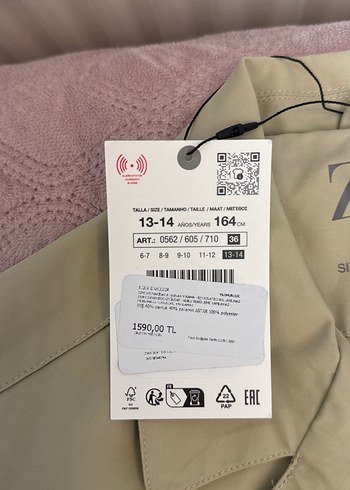 13-14 Yaş Beden ten rengi Renk Bej Çocuk Uzun Trench Coat Düğmeli