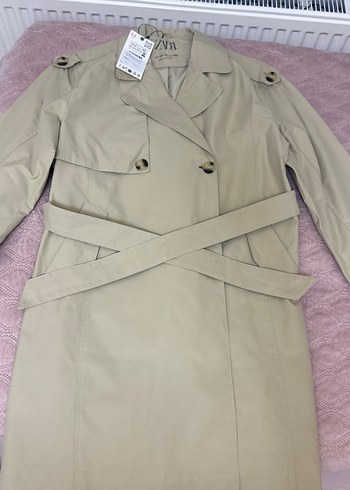 Bej Çocuk Uzun Trench Coat Düğmeli