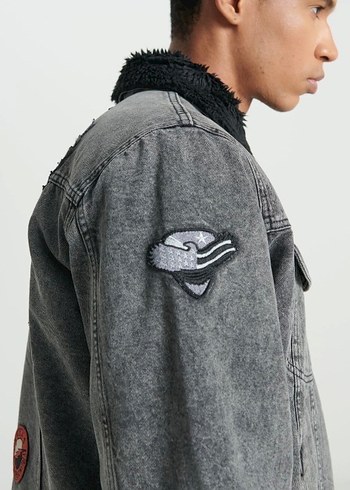 Düğmeli Gri Denim Erkek Ceket - Görsel 6