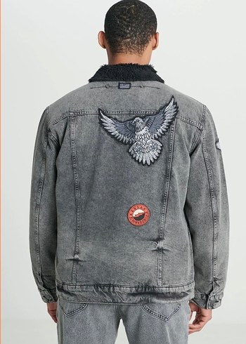 Düğmeli Gri Denim Erkek Ceket - Görsel 7