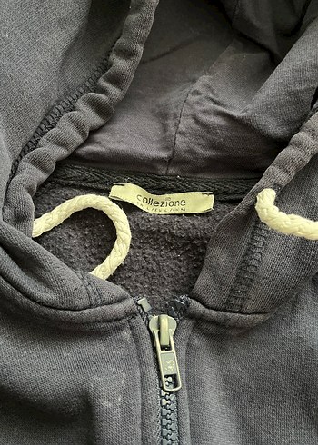 Gri Kapüşonlu Fermuarlı kadınSweatshirt - Görsel 3