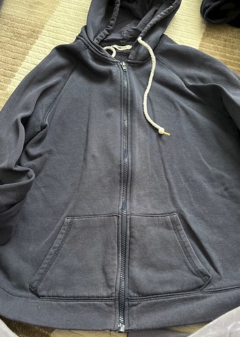 Gri Kapüşonlu Fermuarlı kadınSweatshirt - Görsel 5