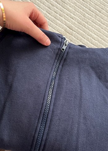 Gri Kapüşonlu Fermuarlı kadınSweatshirt - Görsel 7